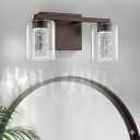 SineRise 2-Light Bronze Vanity Light with 3 Color Modes (3000K/ 4000K/ 6000K), Eye Protection LED Bathroom Light Fixture, Dimmable Modern Wall Light Over Mirror with Clear Glass Shade