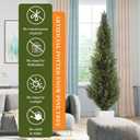 6FT Artificial Cedar Topiary Trees, Set of 2 Realistic Outdoor Indoor Fake Potted Plants with Planter, UV Resistant for Porch, Garden, Balcony, Patio & Office Decor