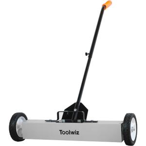 Toolwiz Magnetic Pick Up Sweeper with Wheels 24-inch Large Magnet Pickup Lawn Sweeper Roofing Tools, 33Lbs Yard Tools with Telescoping Holder and Quick Release Latch for Heavy Duty Metal Clean up