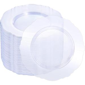 WDF 60pcs Clear Plastic Dessert Plates Disposable -7.5inch Small Disposable Clear Cake/Appetizer/Dessert Plastic Plates for Wedding, Party