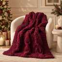 Chunky Knit Blanket Throw - 100% Hand Knitted Chunky Soft Throw Blanket for Couch, Thick and Warm Blanket for Winter, Red, 50x60 Inches