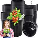 60 Pcs 1 Gallon Flexible Plant Nursery Pots, Plastic Thickened Soft Seedling Pot with Plant Labels, Flower Seed Starting Containers for Succulents, Transplanting, Indoor Outdoor, Black