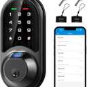 Veise RZ07 Smart Lock, Fingerprint Door Lock, 7-in-1 Keyless Entry with App Control, Electronic Touchscreen Keypad Deadbolt, Biometric Smart Locks for Front Door, Matte Black