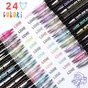 3 x Glitter Markers 24 Colors Double Line Outline, Markers, For Doodling,Painting,Christmas Cards, DIY Craft Projects Art Supplies For Girls Kids Ages 8-12 Glitter Pens For Adults