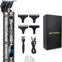 Suttik Hair Trimmer for Men, Professional Hair Clippers for Barber, Beard Trimmer for Men, Cordless Edgers Clippers, Ornate Knight T-Blade Close Cutting Trimmer with LCD, Gray