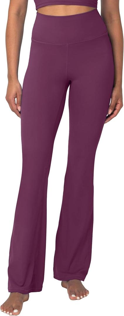 2 x Sunzel Mini Flare Leggings for Women, High Waist Yoga Pants with Tummy Control, Casual Gym Workout Bootcut Leggings (Purple, M)