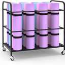 Yoga Mat Rack Storage Cart Basket Home Gym Storage Organizer Rack Equipment Weight Rack for Yoga Block, Foam Roller, Resistance Band, Dumbbell, Kettlebell (Black)