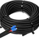 Sasylvia 3/8" x 25 ft Split Wire Loom Tubing Automotive Wire Loom Assortment Split Cable Sleeves Bulk Flexible Electrical Conduit Protective Kit, Black