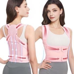 Posture Corrector for Women & Men, Adjustable Back Brace Shoulder Straightener with Full Back Support for Upper & Lower Back Pain, Spine Alignment, Hunchback & Scoliosis Relief (Large, Pink)