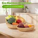 Set of 3 Handwoven Bamboo & Rattan Baskets Woven Bread Basket & Fruit Bowl for Kitchen Counter, Decorative Wicker Tray for Serving Snacks, Pastries & Table Centerpiece