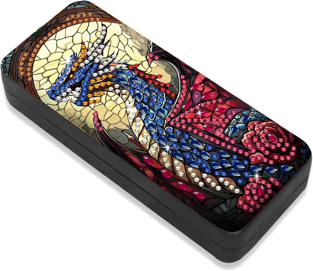 Leatrice Animal Diamond Art Kits for Adults Small Diamond Painting Kit Gem Art Paint by Diamonds Dot Eyeglasses Case 5d Diamond Art DIY for Beginner Women Dragon