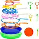 Roberly 15 Pack Bubble Wands Set with Tray Bulk Funny Bubble Making Toy for Kids - Summer Outdoor Toys & Also Gifts for Kids Birthday Games Party Favors