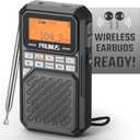 PRUNUS J525 Portable Radio AM FM with Bluetooth Earphone Output & Bluetooth Speaker Mode, Preset, 2500mAh Rechargeable, Micro SD Playback with Shuffle & Sequential Play, Headphone Jack, Sleep Timer