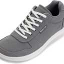 WHITIN Wide Toe Box Barefoot Sneakers for Women | Lightweight Canvas Minimalist Shoes (10.5, Grey White)