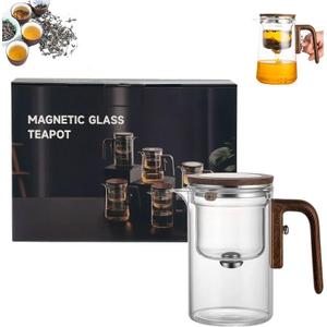 Enchanti Tea Pot, Magnetic Glass Teapot with Removable Infuser, with Strainer and Handle for Home, Gifting, Outdoor and Office (no cup,600ml)