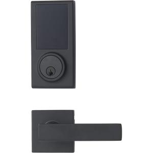 Amazon Basics Grade 3 Electronic Touchscreen Deadbolt Door Keypad Lock with Passage Lever, Matte Black, 133mm H Uppper x 65.3mm H Lower