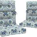 Outdoor High Back Chair Cushions Set of 2, Water-Resistant Chair Cushions for Patio Home Garden, Replacement Rocking Chair Cushion with tie 22" W x 20" D, Celadon Wreath