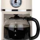 Nostalgia Classic Retro 10 Cup Coffee Maker - One-Touch Drip Brew, Reusable Filter - Anti-Drip, Auto Shutoff, & Time Display - Dishwasher Safe 50 oz Carafe - Cream