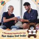 2 x Best Dad Ever Gifts - Handmade Positive Crochet Animals Bear with Card - Fathers Day Birthday Gifts for Dad from Daughter Son, Funny Bear Gift for Dads, Stepdad Father Gift, Table Desk Decor (Brown - Patriotic Dad)