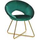 Set of 2 Accent Velvet Chairs Dining Chairs Arm Chair with Golden Legs Dark Green - 27" x 23" x 31.5" (L x W x H)