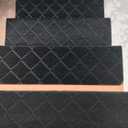 9"X36" Bullnose Stair Treads Carpet Non-Slip for Wooden Steps Indoor, Machine Washable and Reusable with Tape Free Self-Adhesive Back for Pets, Set of 15, Black