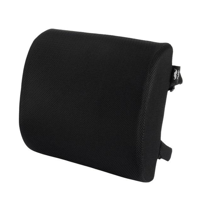 Memory Foam Lumbar Support Pillow with Dual Premium Adjustable Straps, Ergonomic Back Cushion for Back Pain Relief in Home Office Chair Car Seat - Black