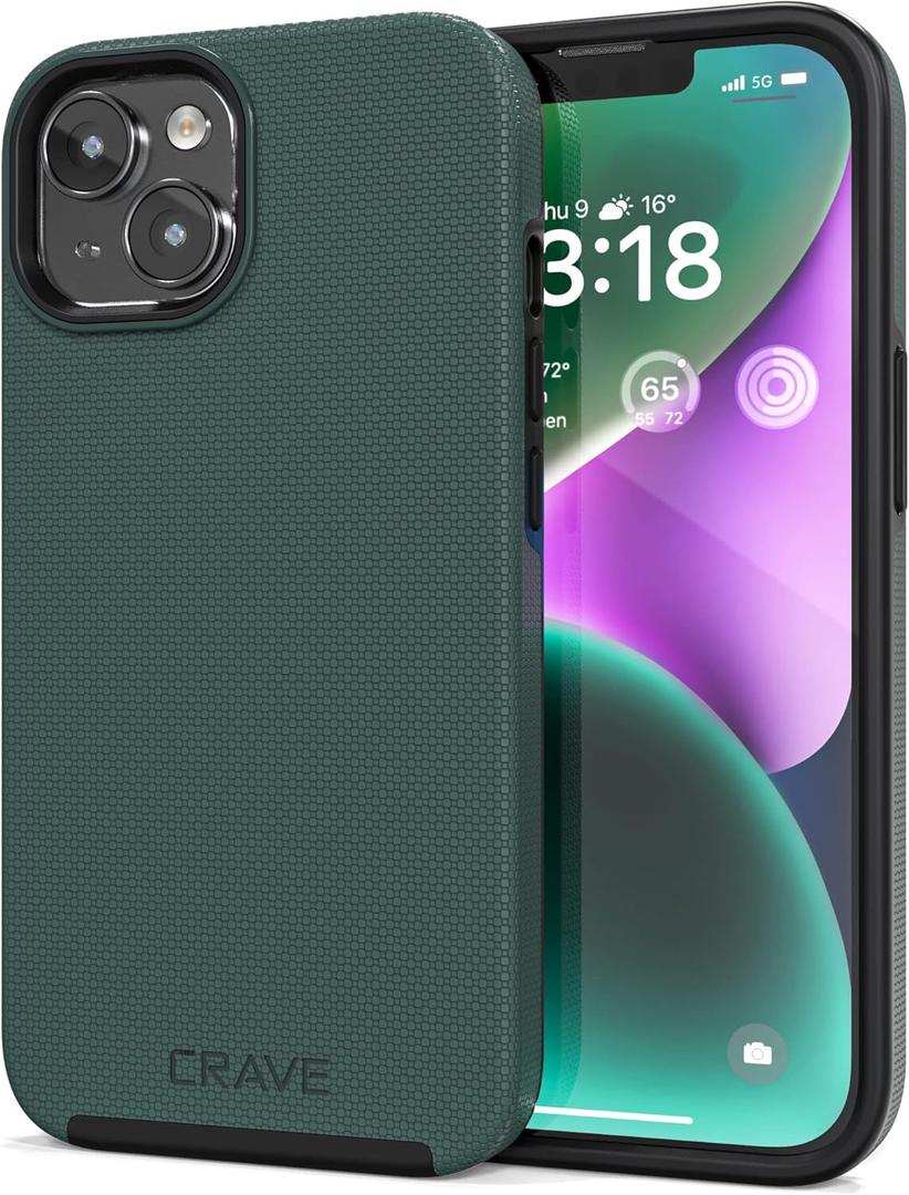 Crave Dual Guard for iPhone 14, Shockproof Protection Dual Layer Case for Apple iPhone 14 (6.1") - Forest Green