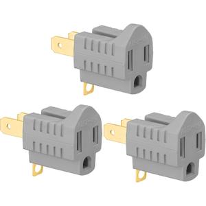 (3 Pack) 3-Prong to 2-Prong Adapter Polarized Grounding Converter 3 Pin to 2 Pin Power for Wall Outlets Plugs, Gray