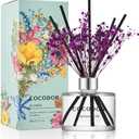 COCODOR Flower Reed Diffuser Set / 6.7oz / Cashmere Vanilla/Scent Diffuser with Sticks Home Fragrance Reed Diffuser for Bathroom Shelf Decor (Real Flower/6.7Ounce/1Pack)