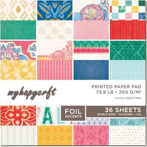 Scrapbook Paper Pad, 36 Sheets Double-Sided Design Paper with Foil Accents, 200GSM Decorative Cardstock for Card Making, Scrapbooking, Junk Journaling, 12" x 12" Artisan