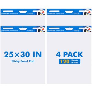 maxtek Chart Paper 25"x30", Large Sticky Easel Pad with 4 Packs, 120 Sheets, Upgraded Big Anchor Flip Chart Paper with Super Sticky Back, Self-Stick Paper for Walls & Easels maxtek Chart Paper 25"x30", Large Sticky Easel Pad with 4 Packs, 120 Sheets, Upgraded Big Anchor Flip Chart Paper with Super Sticky Back, Self-Stick Paper for Walls & Easels