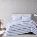 TRULY SOFT Waffle Stripe White and Blue Polyester 3-Piece Full/Queen Quilt Set, Stripe Themed, for Men and Women, Oeko-TEX Certified Confidence