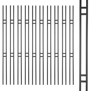 S12 - Wrought Iron Balusters  Set of 10 Hollow Modern Double Bar - Decorative Metal Balusters for Decks  Spiral Stair Railing - 1/2 -inch Iron Spindles  Satin Black Metal Railing