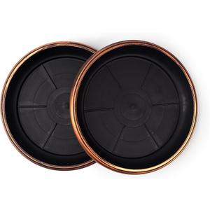 Decorative Heavy Duty Tray/Saucer (2 Pack) Rustic Medieval/French Country Look, Pot/Planter Base for Indoor/Outdoor Decor Use. Long Lasting, Reusable Light Weight (13 inches, Copper)