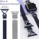 BRG Thin Mesh Loop Compatible with Apple Watch Bands for Women 40mm 41mm 38mm 42mm Series 11 10 9 8 7 6 5 4 3 2 1 SE, Metal Magnetic Stainless Steel Strap with X-Shape Diamond Clasp for iWatch Bands (Midnight)