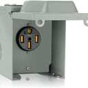 WELLUCK RV Power Outlet Box | 50A 125/250V, NEMA 14-50R Receptacle | Enclosed & Lockable | Weatherproof Plug for Travel Trailer, RV Camper, Generator Temporary Hookup