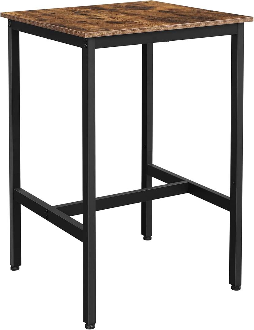 VASAGLE Bar Table, Small Kitchen Dining Table, High Top Pub Table, Bar Height Cocktail Table for Living Room Party, Sturdy Metal, 23.6 x 23.6 x 36.2 Inches for Narrow Spaces, Rustic Brown and Black