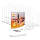 Acrylic Sign Holder 4x6, 24 Pack Clear Table Menu Vertical Clear Table Double Sided Flyer Display, Plastic Flyer Display Stand,Paper photo Plastic Sign Frame Suitable for Restaurants Office Store Show