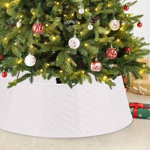 White Tree Collar Christmas Tree Collar - 28 inch Tree Base Cover Plastic Tree Ring Xmas Ornament for Christmas New Year Party Gifts Festival Holiday Decoration (Basic w/o magnet-Large)
