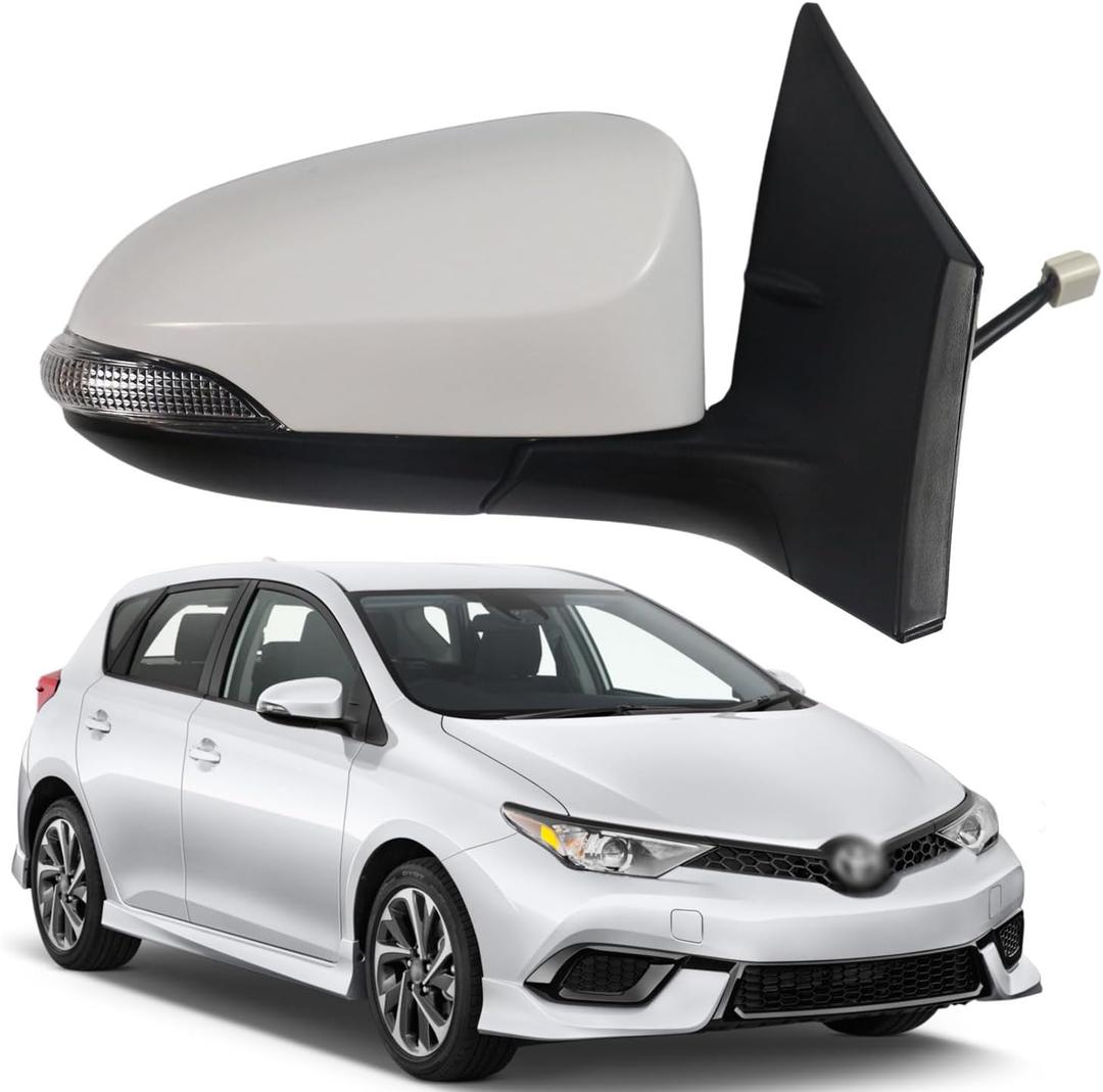 Side Mirror Car Door Mirror Fits for Toyota COROLLA 2014-2018 Right Passenger Side | Power Adjustable Glass | Heated Glass | Paint to Match |Replace Partslink TO1321295 | WHITE (RH)