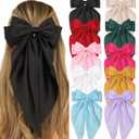DTERSE Hair Bows for Women Big Bows Hair Accessories for Womens Girls 10PCS, Valentine's Day Hair Bows for Women Cute Oversized Bow Hair Clips with Long Tails, Silky Satin Ribbon Bows for Hair (Multicolor)