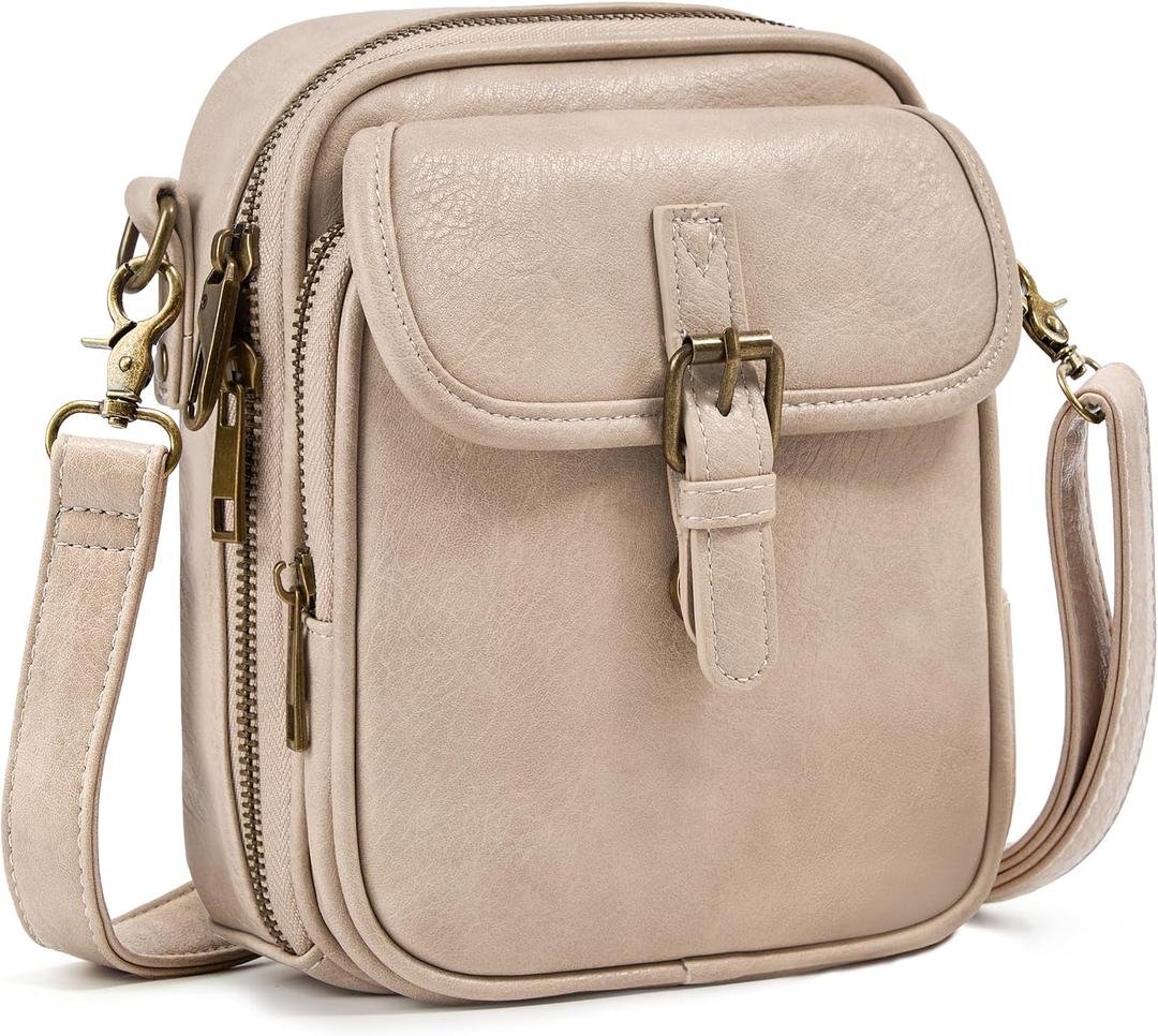 Small Messenger Bag Vegan Leather Crossbody Bag for Women Men, Vintage Cross Body Shoulder Purse with Card Slots