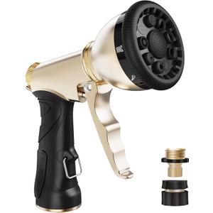 RAINPOINT Garden Hose Nozzle, Heavy Duty Metal Hose Sprayer Nozzle, 9 Adjustable Spray Patterns, High Pressure Hose Sprayer for Watering Plants, Lawns, Car and Pet Washing (Black)