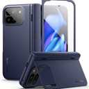 SURITCH for Google Pixel 9 Pro Fold Case, Built-in Kickstand, Screen Protector, Hinge Protection, Phone Case for Pixel 9 Pro Fold (2024), Dark Blue