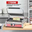 EGGKITPO Commercial Electric Panini Grill with Flat Plates Stainless Steel Sandwich Maker 14"× 9.5" Cast Iron Enamel Plate Countertop Panini Press with Temperature Control for Business 110V 1700W