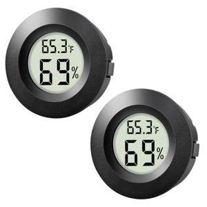 2-Pack Mini Hygrometer Thermometer Indoor Outdoor Round Humidity Meter, Small Digital LCD Monitor Thermometer Temperature Gauge Humidity Sensor () or () for Reptile Thermostat, Jars