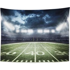 Emvency Tapestry Stadium Football Stadium Field Light Night Football Turf Home Decor Wall Hanging for Living Room Bedroom Dorm 60x80 Inches
