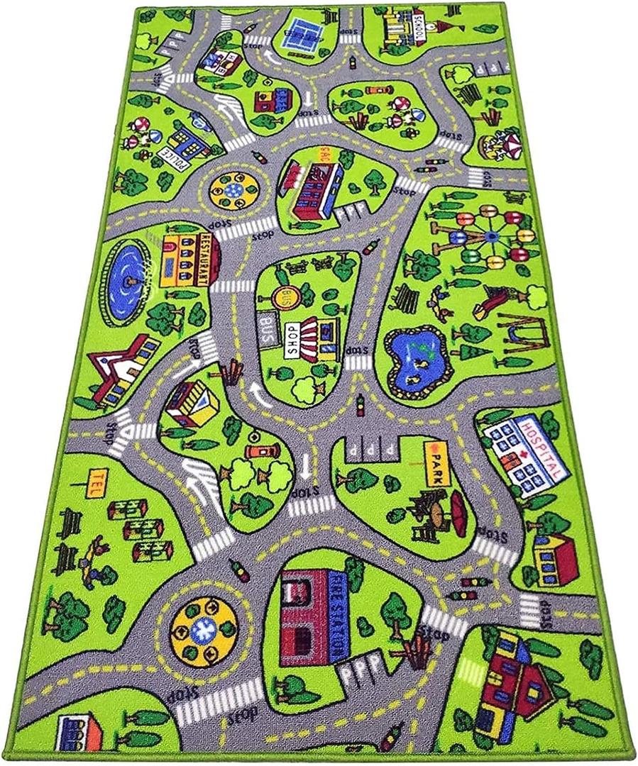 ToyVelt Carpet Playmat Kids Rug - Large 60 x 32 Educational City Road Traffic Mat for Kids Ages 312 - Preschool Rug & Play Room Carpet with Skid-Proof Backing - Bedroom & Playroom (2'8" x 5' (Rectangular))