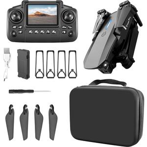 ikaufen E88 Drone with Built-in screen control, Camera for Adults RC Drone With 720P HD Dual Camera WiFi FPV Foldable Quadcopter Aircraft +1 Battery (E88 Dual camera Black)
