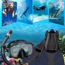 Ubekezele Snorkeling Gear for Adults Men Women,4 in 1 Snorkel Set with Panoramic View Diving Mask Anti-Fog Anti-Leak,Dry Top Snorkel,Fins and Travel Bag for Swimming,Snorkeling and Travel Diving - Adult Size